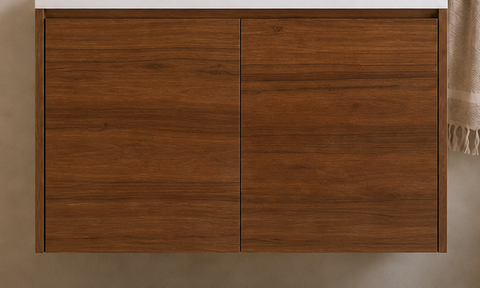 Clarke (Narrow) 900 Walnut Wall Hung Laminate Vanity