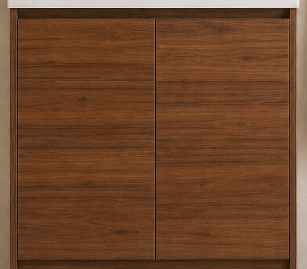 Clarke (Narrow) 600 Walnut Floor Mount Timber Laminate Vanity Cab