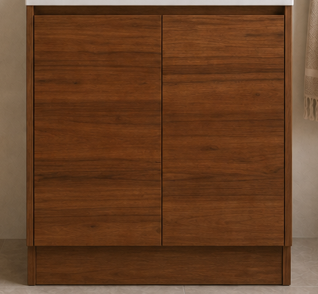 Clarke (Narrow) 750 Walnut Floor Mount Timber Laminate Vanity Cab