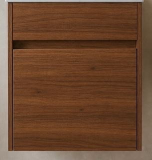 Blair Walnut Laminate Wall Hung Vanity with Ceramic Top