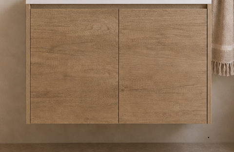 Clarke (Narrow) 750 Natural Oak Wall Hung Laminate Vanity Cab