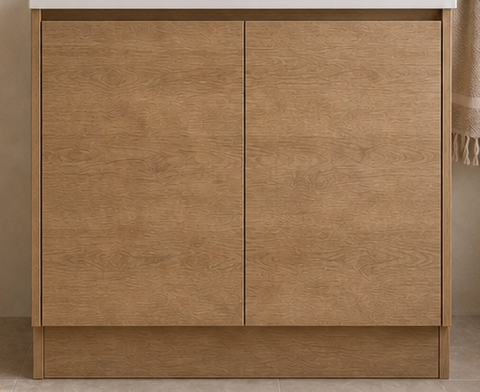 Clarke (Narrow) 900 Natural Oak Floor Mount Timber Laminate Vanity Cab