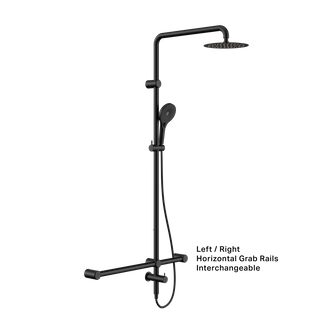MECCA CARE 32MM T BAR GRAB RAIL 1100X750MM TWIN SHOWER SET MATTE BLACK