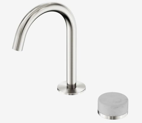 Serenity Progressive Basin Mixer Arc Spout With Carrara Handle Brushed Nickel