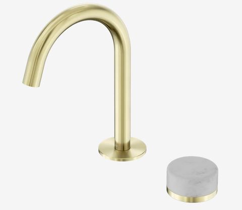 Serenity Progressive Basin Mixer Arc Spout With Carrara Handle Brushed Gold