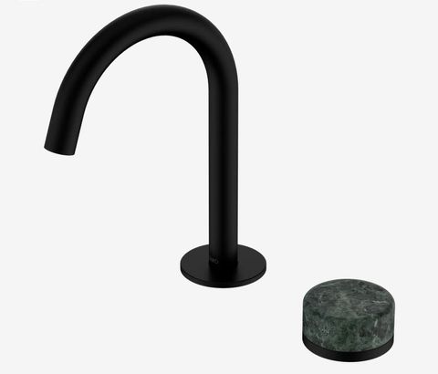 Serenity Progressive Basin Mixer Arc Spout With Verde Alpi Handle Matte Black