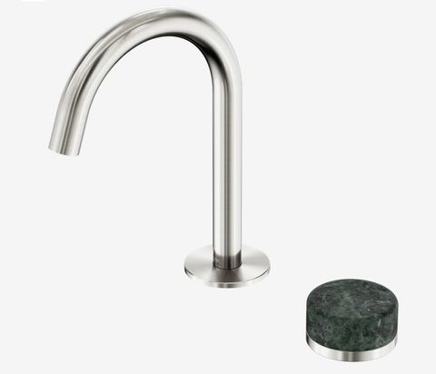 Serenity Progressive Basin Mixer Arc Spout With Verde Alpi Handle Brushed Nickel