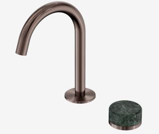 Serenity Progressive Basin Mixer Arc Spout With Verde Alpi Handle Brushed Bronze