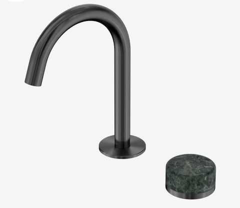 Serenity Progressive Basin Mixer Arc Spout With Verde Alpi Handle Gun Metal