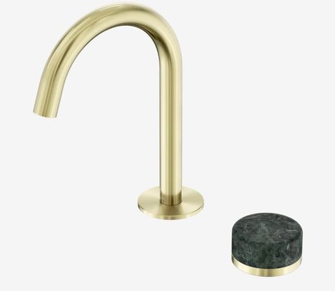 Serenity Progressive Basin Mixer Arc Spout With Verde Alpi Handle Brushed Gold
