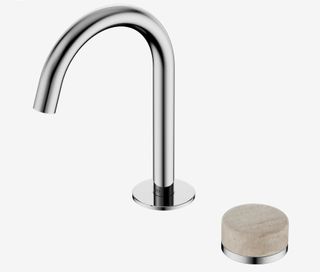 Serenity Progressive Basin Mixer Arc Spout With Rome Travertine Handle Chrome