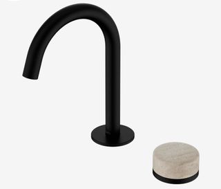 Serenity Progressive Basin Mixer Arc Spout With Rome Travertine Handle Matte Bla