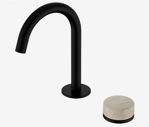 Serenity Progressive Basin Mixer Arc Spout With Rome Travertine Handle Matte Bla