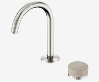 Serenity Progressive Basin Mixer Arc Spout With Rome Travertine Handle Brushed N