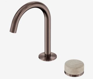 Serenity Progressive Basin Mixer Arc Spout With Rome Travertine Handle Brushed B