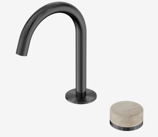 Serenity Progressive Basin Mixer Arc Spout With Rome Travertine Handle Gun Metal