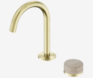 Serenity Progressive Basin Mixer Arc Spout With Rome Travertine Handle Brushed G