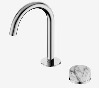 Serenity Progressive Basin Mixer Arc Spout With Arabescato Corchia Handle Chrome