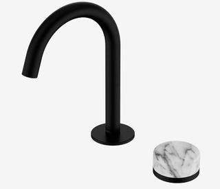 Serenity Progressive Basin Mixer Arc Spout With Arabescato Corchia Handle Matte
