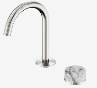 Serenity Progressive Basin Mixer Arc Spout With Arabescato Corchia Handle Brushe