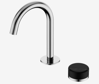 Serenity Progressive Basin Mixer Arc Spout With Marquina Black Handle Chrome