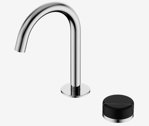 Serenity Progressive Basin Mixer Arc Spout With Marquina Black Handle Chrome