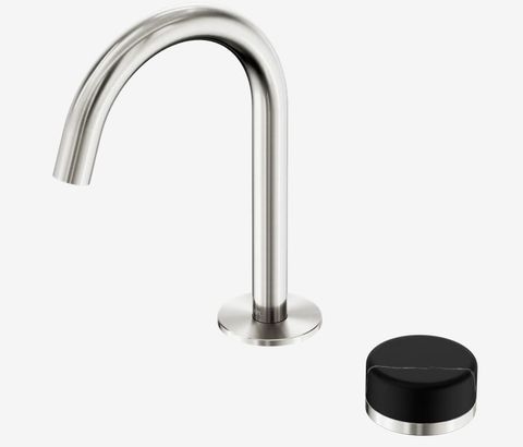 Serenity Progressive Basin Mixer Arc Spout With Marquina Black Handle Brushed Ni