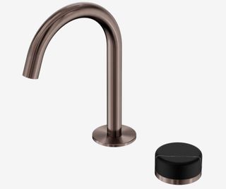 Serenity Progressive Basin Mixer Arc Spout With Marquina Black Handle Brushed Br