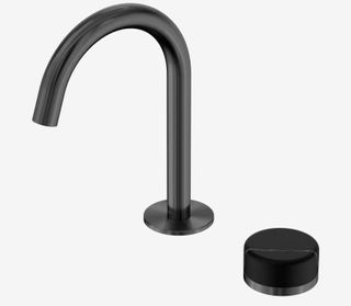 Serenity Progressive Basin Mixer Arc Spout With Marquina Black Handle Gun Metal