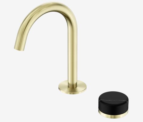 Serenity Progressive Basin Mixer Arc Spout With Marquina Black Handle Brushed Go
