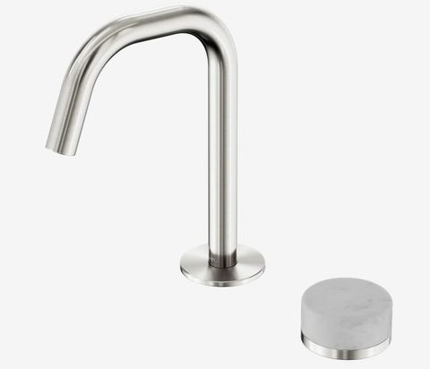 Serenity Progressive Basin Mixer Edge Spout With Carrara Handle Brushed Nickel
