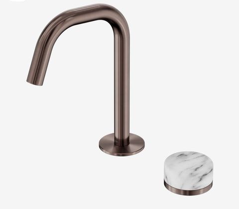 Serenity Progressive Basin Mixer Edge Spout With Arabescato Corchia Handle Brush