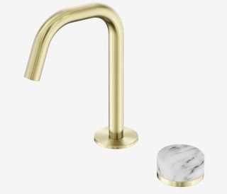 Serenity Progressive Basin Mixer Edge Spout With Arabescato Corchia Handle Brush