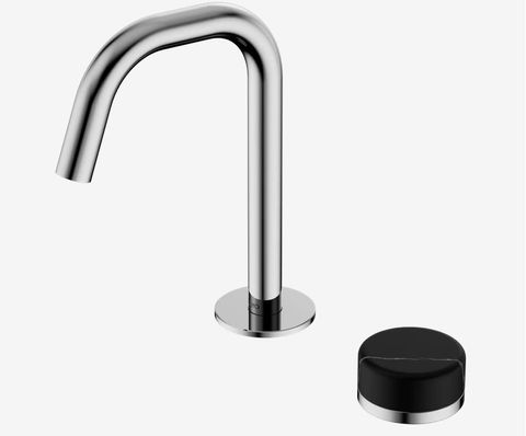 Serenity Progressive Basin Mixer Edge Spout With Marquina Black Handle Chrome
