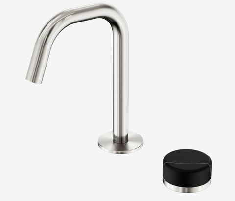 Serenity Progressive Basin Mixer Edge Spout With Marquina Black Handle Brushed N