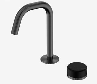 Serenity Progressive Basin Mixer Edge Spout With Marquina Black Handle Gun Metal