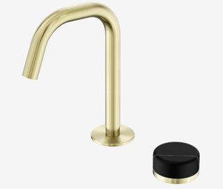 Serenity Progressive Basin Mixer Edge Spout With Marquina Black Handle Brushed G