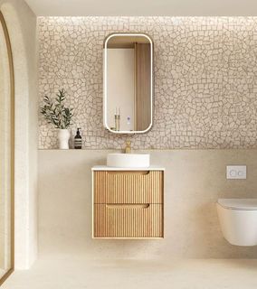 Byron Fluted 600mm Woodland Oak Wall Hung Vanity