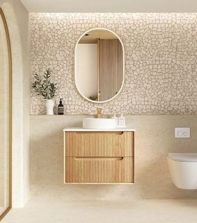 Byron Fluted 750mm Woodland Oak Wall Hung Vanity