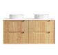 Byron Fluted 1200mm Four Drawer Double Woodland Oak Wall Hung Vanity