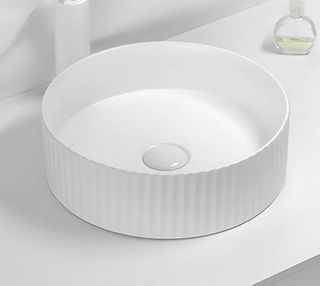 Fluted Round Matte White Basin 360*360*115mm