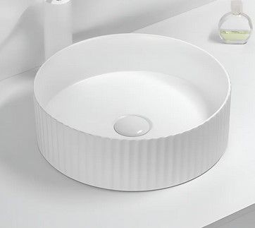 Fluted Round Matte White Basin 360*360*115mm