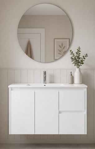 Jessica 900 Wall Hung  Gloss White Vanity