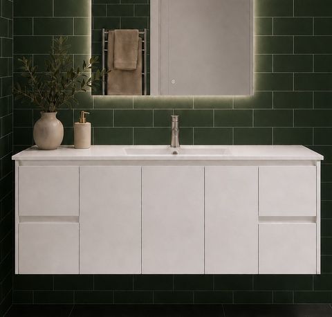 Jessica 1500 Wall Hung Gloss White Vanity