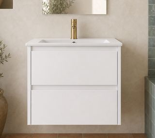 Amber 600 Gloss White Wall Hung Vanity