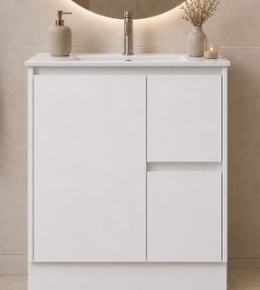 CABINET ONLY Sierra 750 Gloss White Slimline Vanity