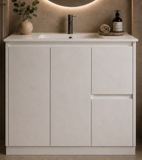 CABINET ONLY Sierra 900 Gloss White Slimline Vanity