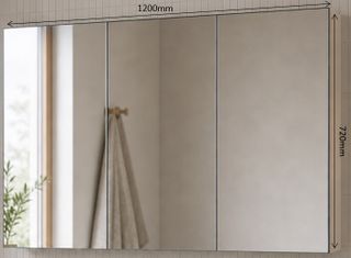 1200 Pencil Edge Gloss White Mirror Cabinet (720 Height)