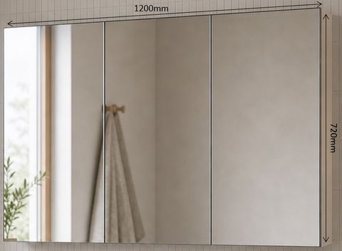 1200 Pencil Edge Gloss White Mirror Cabinet (720 Height)
