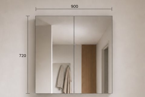 900 Pencil Edge Gloss White Mirror Cabinet (720 Height)